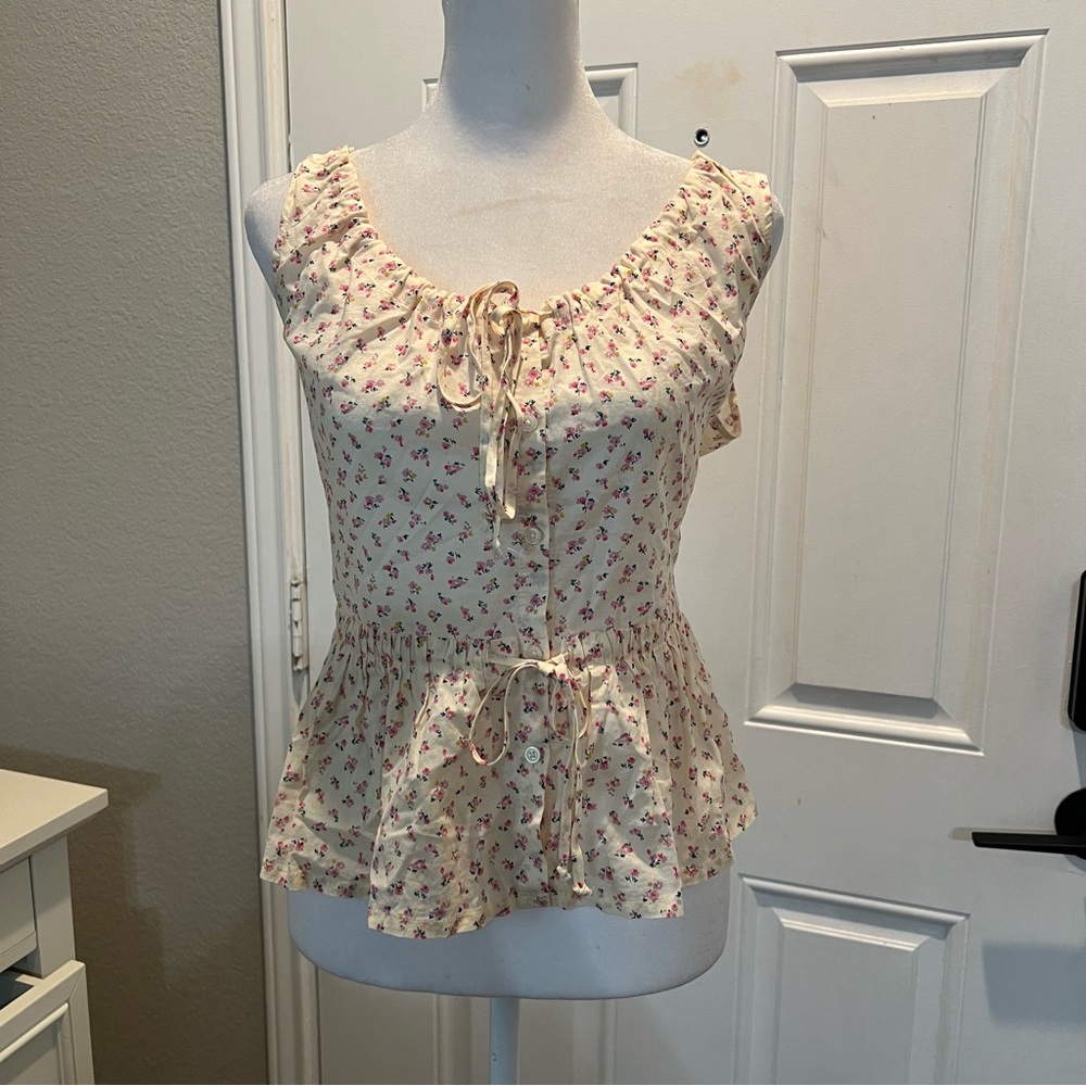 Madewell Floral cinch waist top S